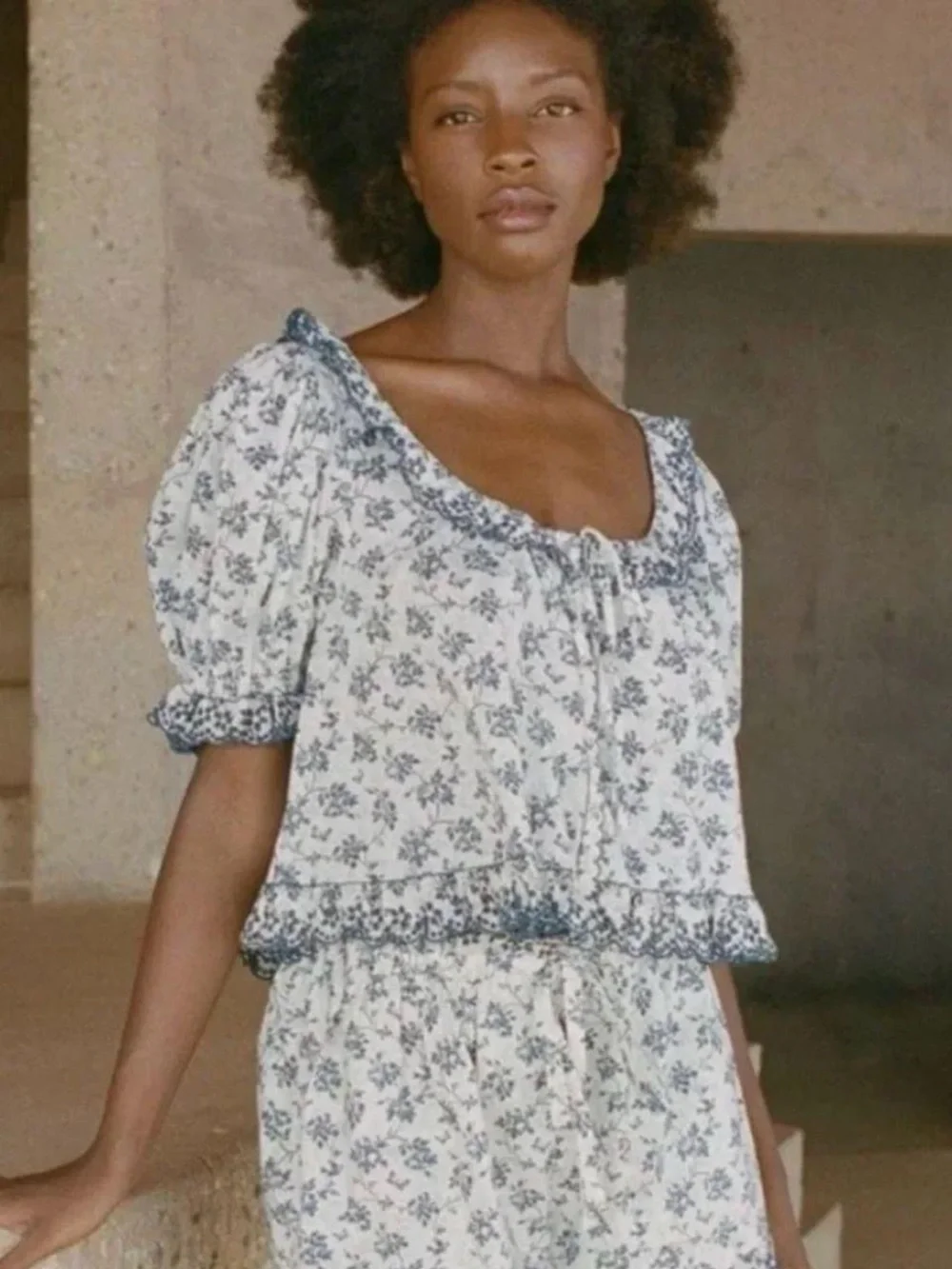 Dôen RARE Lazuli Blouse in Songbird Toile Size M